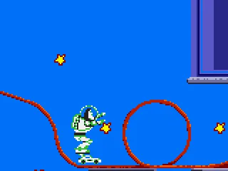 Riding in a mini-car, Buzz is about to meet a looping!