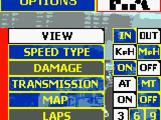 Options (accessible during the race).