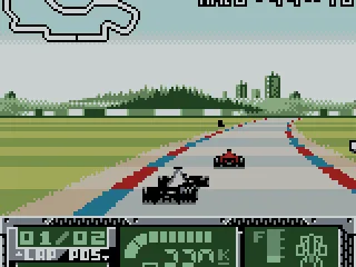 Curve, close on a red car.