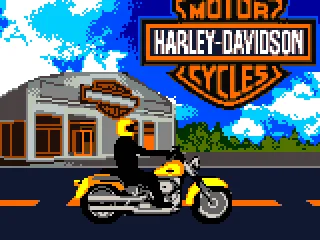 Intro screen - Harley driving by