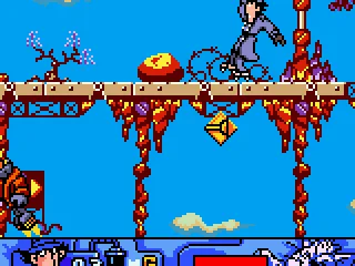 Gadget can lose control and skid about on his skates.