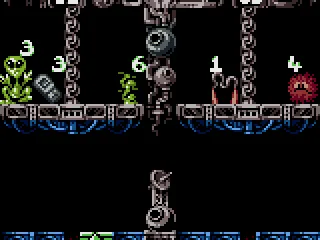 Let's play. Move the cursor under a item and press A to catapult it on the scale.