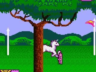 Collect flags and jump barriers in Unicorn Jump.