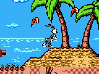 Bugs Bunny running around collecting carrots