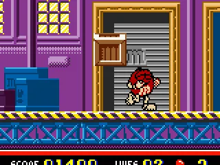 The red M&M can spin to beat the crates.