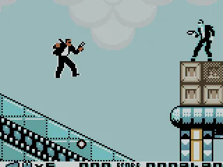 Jumping to avoid a shot.