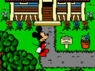Mickey standing in front of Goofy's house