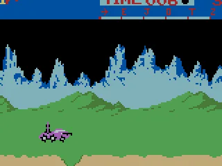 Moon Patrol: Jumping a gap.