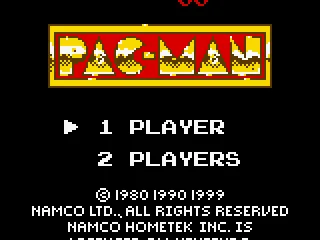 Pac-Man title screen / main menu.