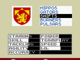 Exhibition mode: team selection