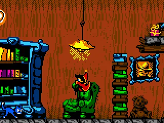 Jumping on a nice green armchair.