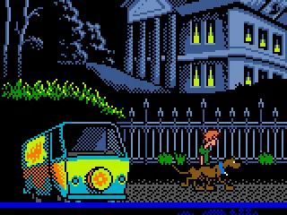 Scooby and Shaggy outside with the Mystery Machine