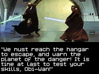 Intermission frame  Qui-Gon Jinn says to Obi-Wan the next action.