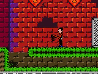 Suske armed with a net