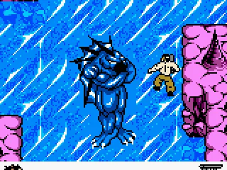 A giant statue in a later level