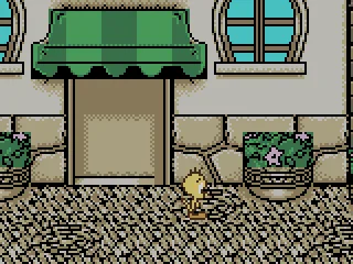 Walking along the street.