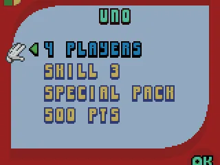 Selecting one of the four Uno modes