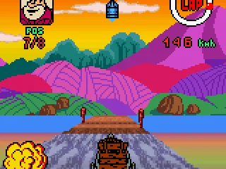 One of your opponents has blown up, while you are still in the race as Rufus Ruffcut and Sawtooth in the Buzz Wagon 10.