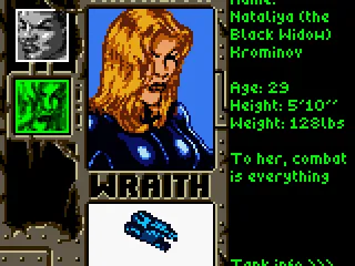 ... and the character info.