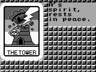 Losing a game, tarot screen.