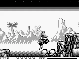 The ground falls out from underneath Daffy as he runs here.