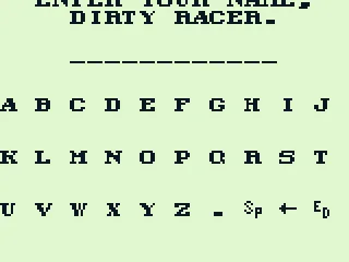 Dirty Racing: Enter your name.