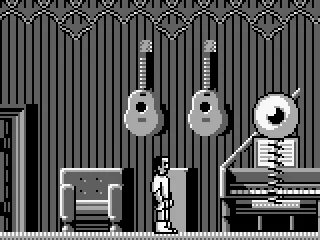 Giant bouncing eyeball playing the piano