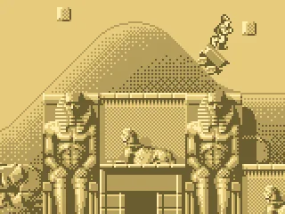 Here Dirk rides a bumper car in some ancient Egypt setting.