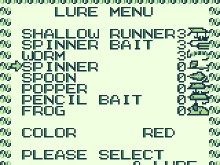 Select a type of lure.