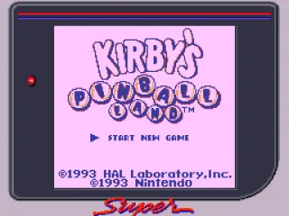 Title screen on the Super Game Boy. The game gets internally detected and this palette gets assigned out of the predefined ones.
