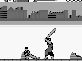 The first boss, attaking with a chainsaw