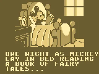 Intro cutscene, Mickey goes to sleep, wondering what it would be like to live in a magic castle...