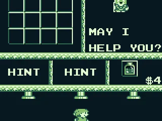 I entered the second door, an item shop. Hints are free.