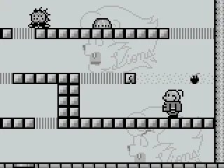 Punching bricks may reveal power ups, such as this bomb