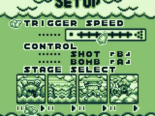 Setup menu - levels 1-4 can be selected