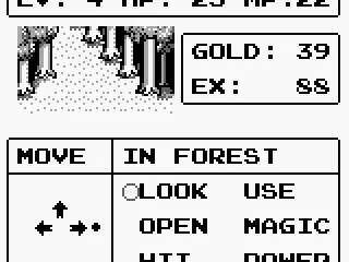 Beginning the game in the forest - the black dots next to the arrows indicate enemies