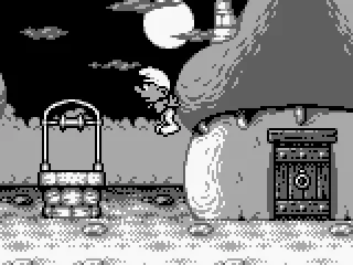 Jumping in front of houses.