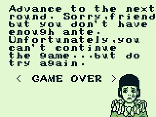 Game Over, not enough points to proceed.