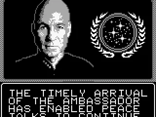 Picard debriefs you at the end of each mission, and then awards a rank based on performance.