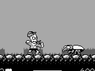 Bart uses his slingshot on a beetle