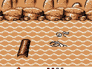 Swimming down the river, avoiding driftwood