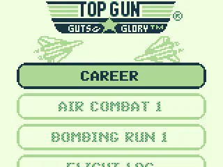 The different game modes are presented. Flight log is the password screen.