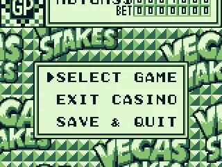 Select a game, exit the casino or save & quit.