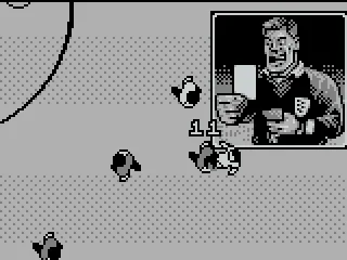 The referee shows the yellow card.