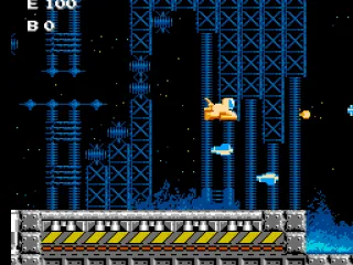 Narrowly avoiding two blue enemies in the lightship