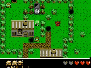 A stage with houses that can't be entered.