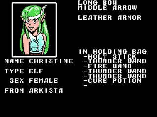 Press select to see your character information