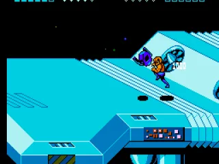 Billy kneeing a flying robot