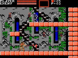 Upstairs, fighting skeletons