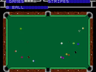 The zoomed out view. From here the scores are seen as well as all the balls although it makes harder to aim.